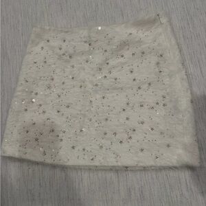 New Elegant White Sequin and silver bead Skirt